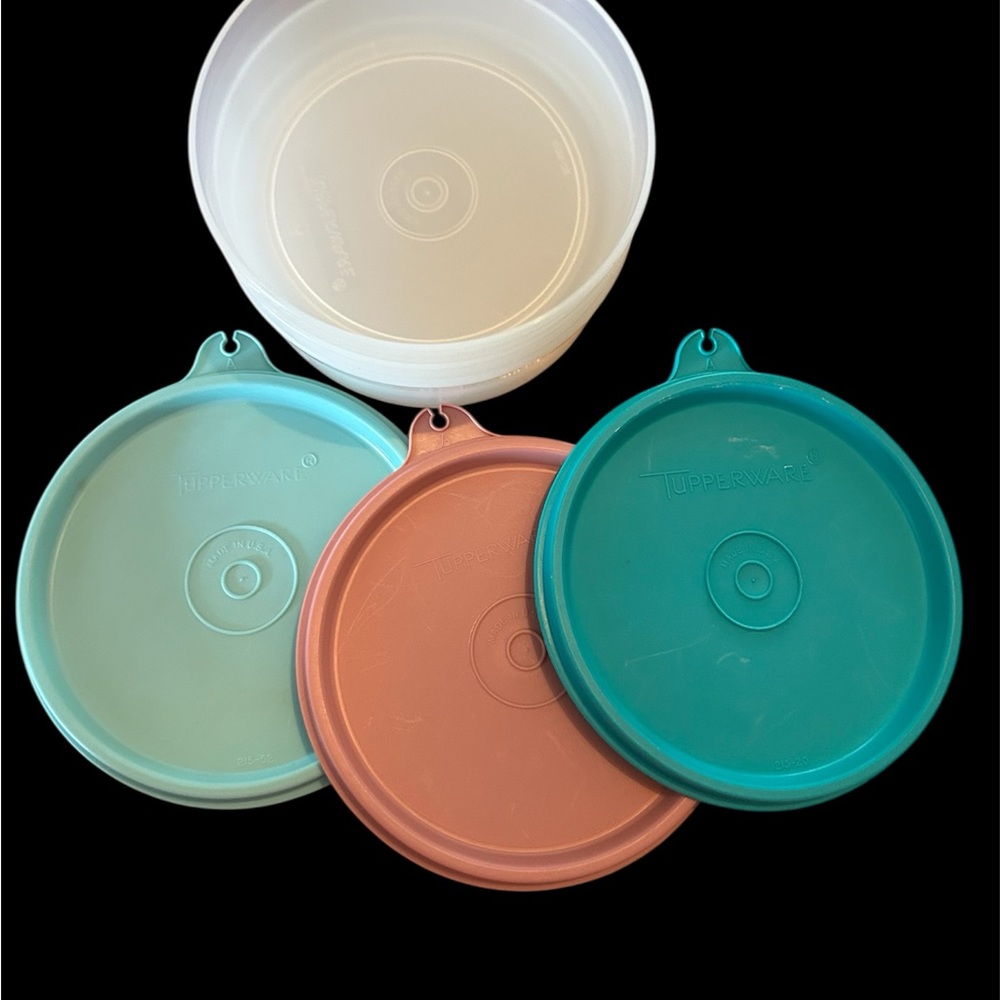Tupperware Lid Collection - Aqua, Peach, Turquoise